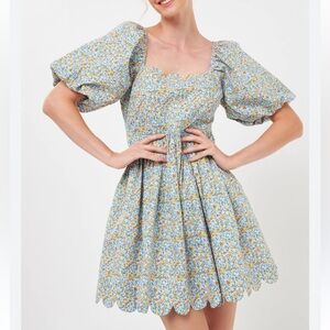 ENGLISH FACTORY WOMENS FLORAL PUFF SLEEVE MINI DRESS 1X